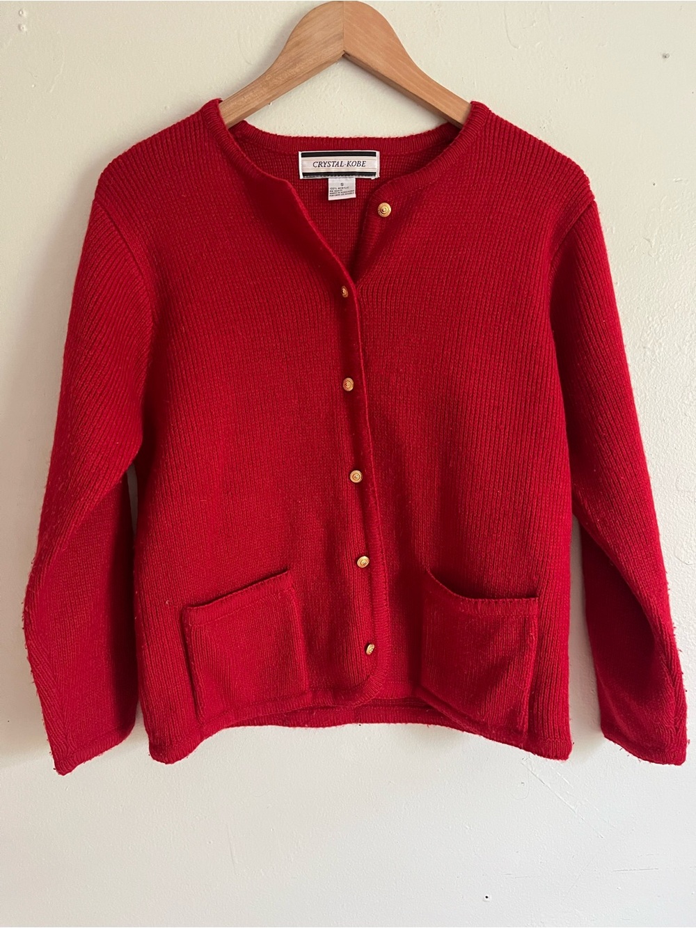 Crystal Rose Women's Red Knit Button Cardigan